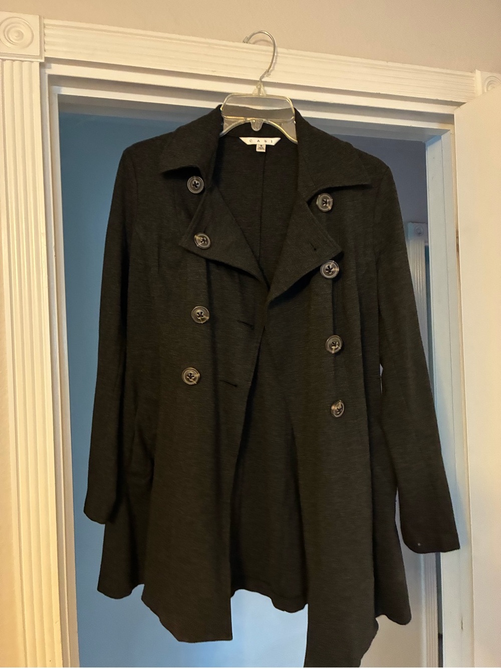 CAbi Black Double-Breasted Trench Coat